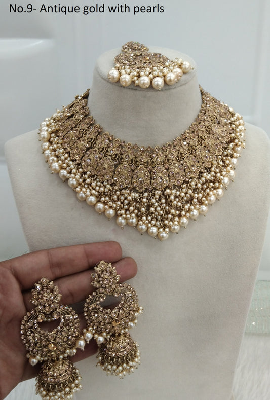Antique Gold Bridal Necklace Shallu Set