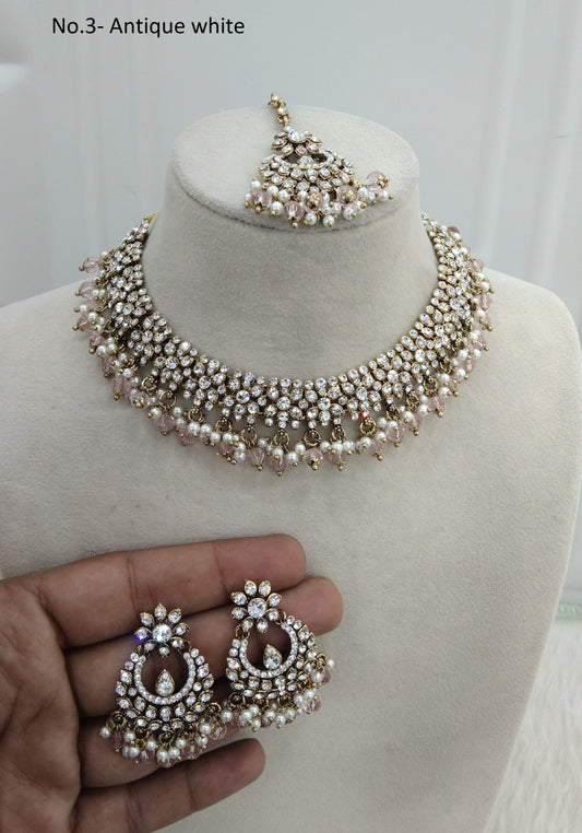 Antique white necklace Set Indian jewellery Vita set