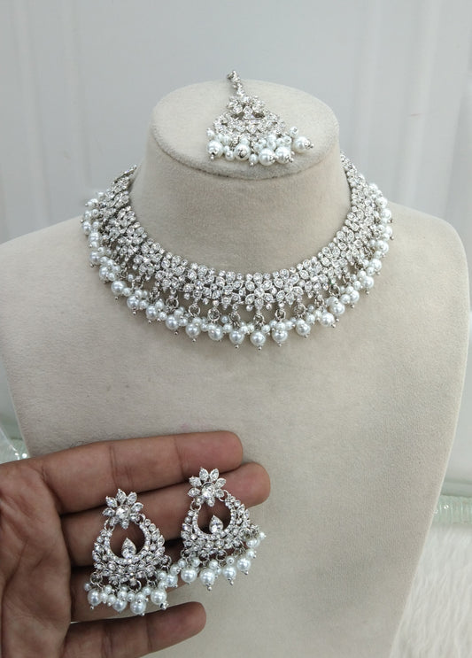 Silver necklace Set Indian jewellery Vita set