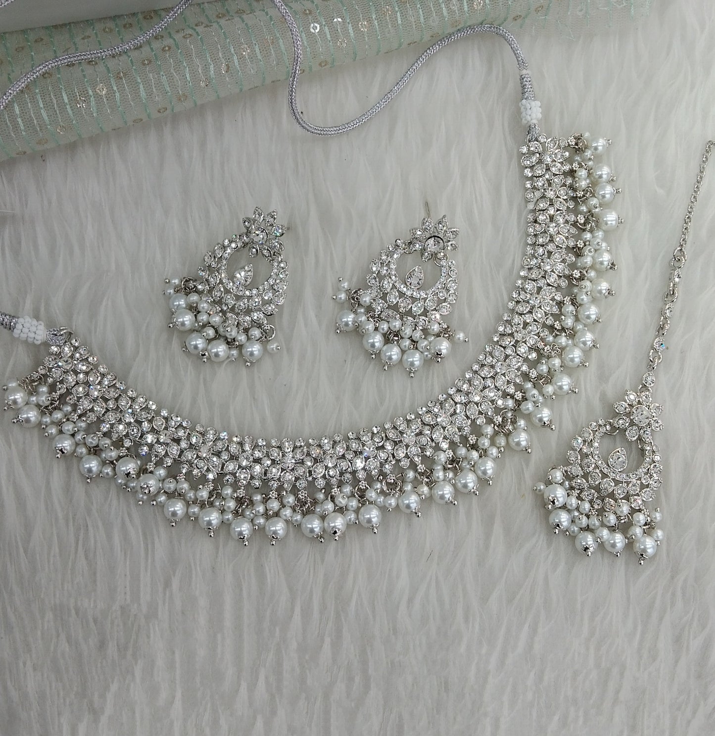 Silver necklace Set Indian jewellery Vita set