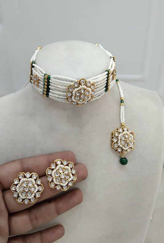 Green Kundan Choker Jewelry Sandeep Set