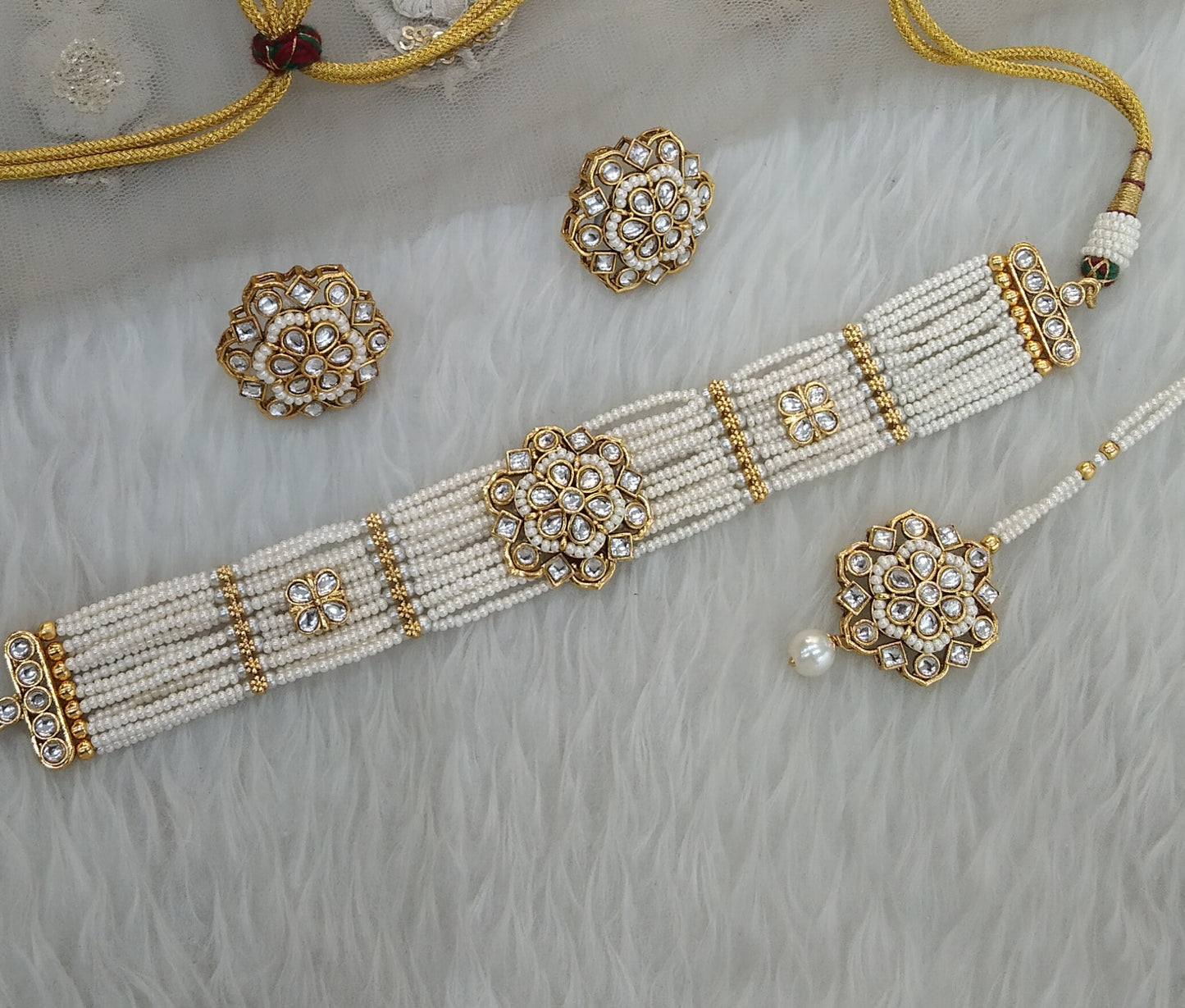 Kundan Choker White Jewelry Sandeep Set