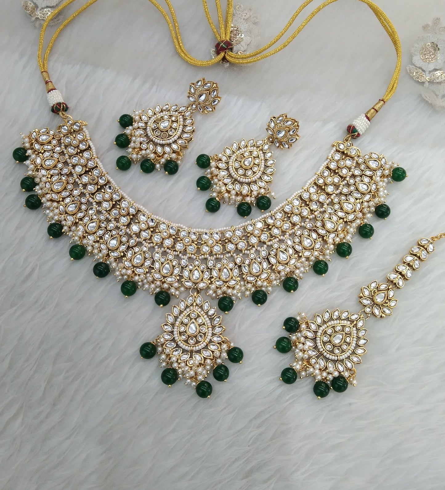 Green Kundan Necklace Jewellery Anu  Set