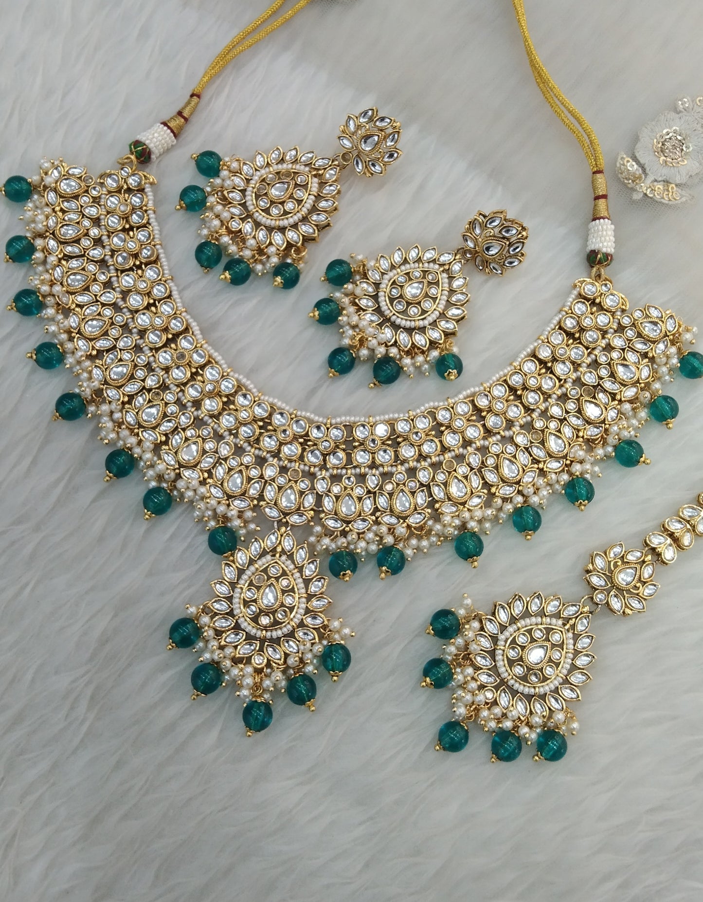 Rama Green Kundan Necklace Jewellery Anu  Set