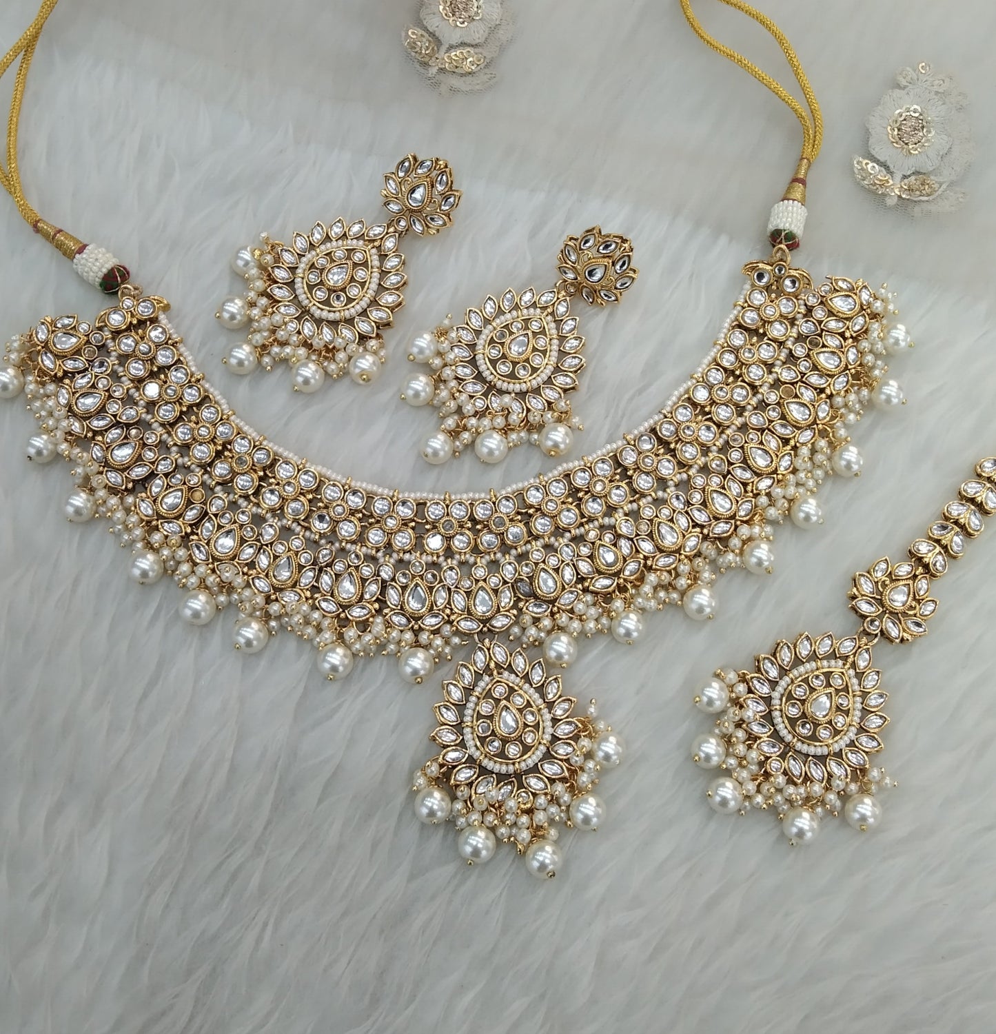 White Kundan Necklace Jewellery Anu Set