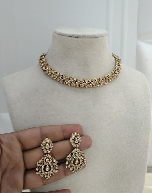 Antique gold necklace Set Indian jewellery Virat set
