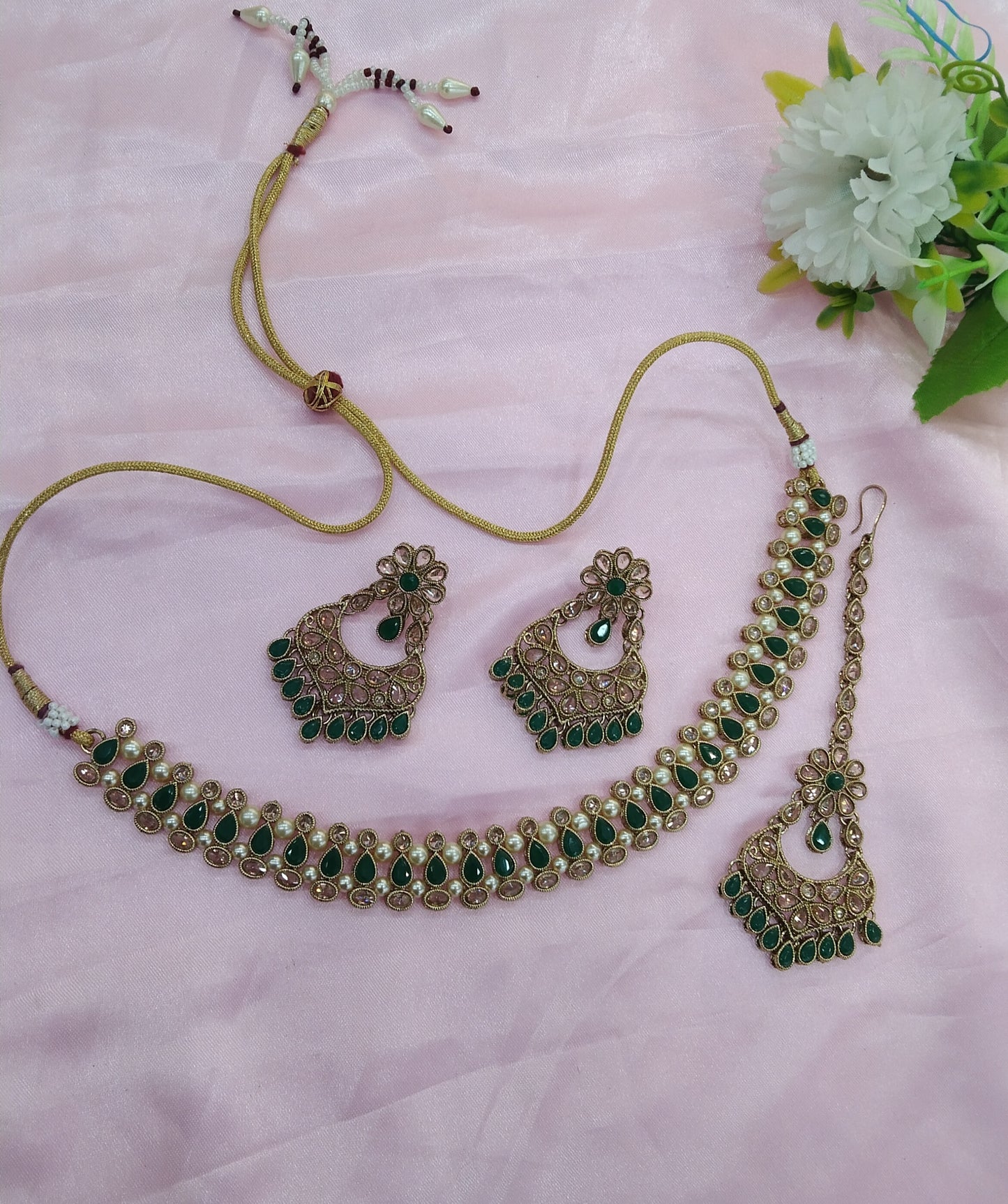 Green Necklace Set Indian jewellery Ritu set
