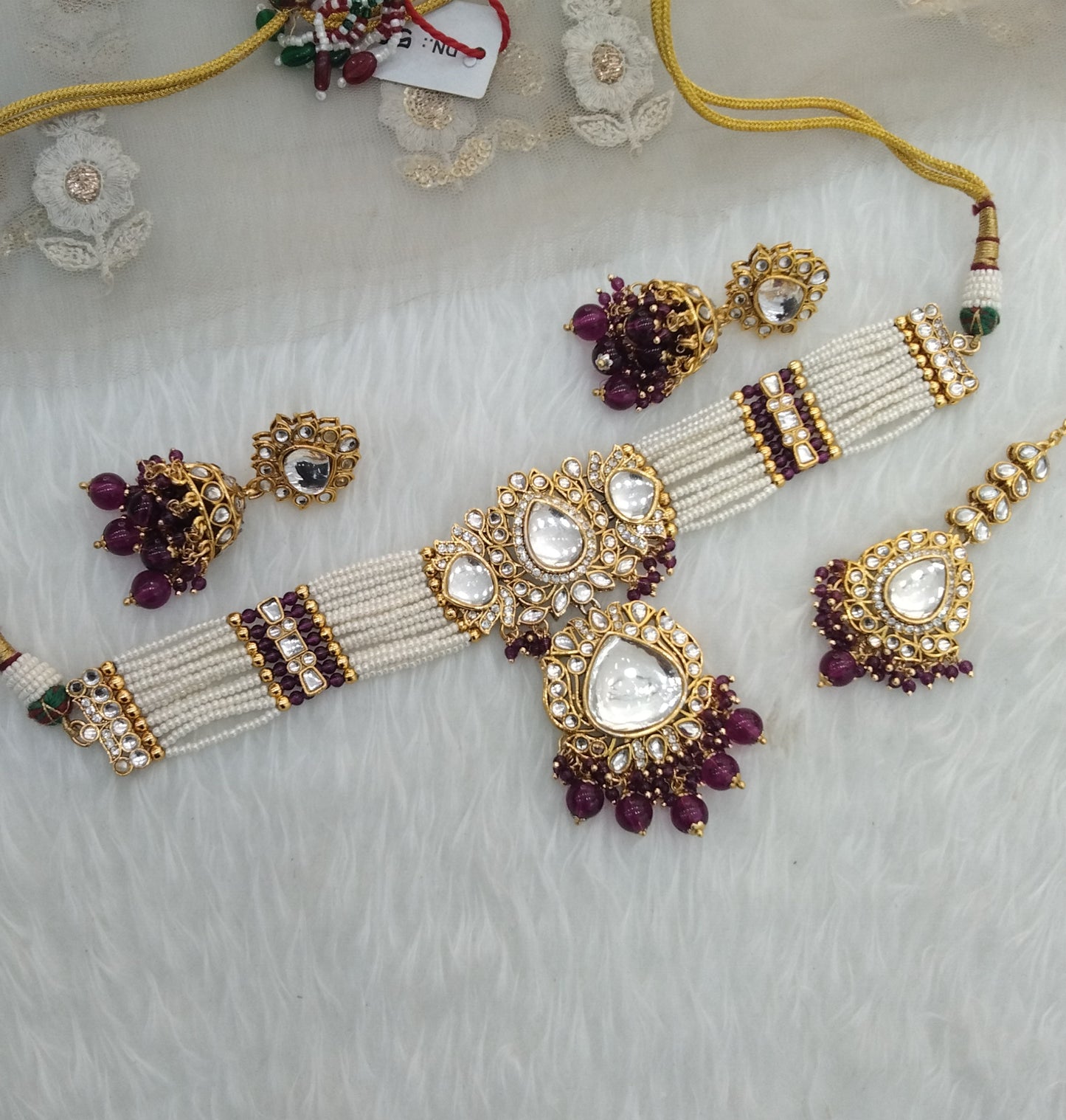 Purple Kundan Choker Jewellery Udvita Set