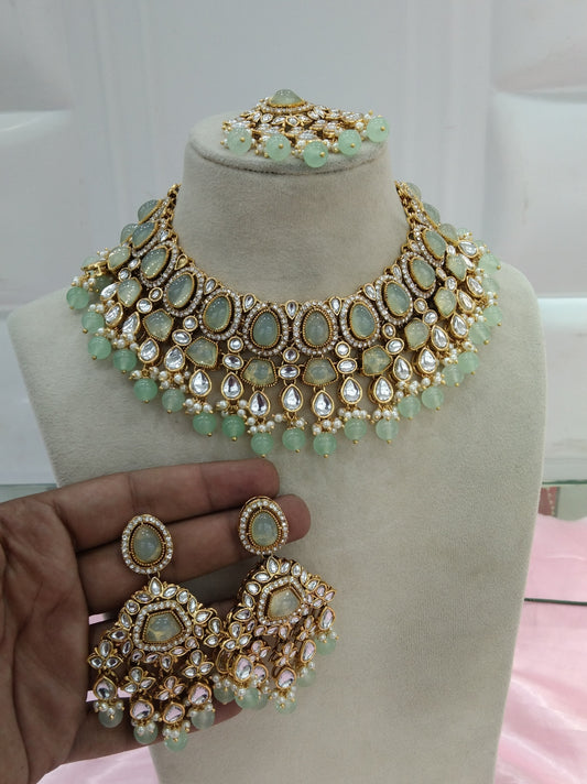 Pista Kundan Necklace Jewellery Jivin Set