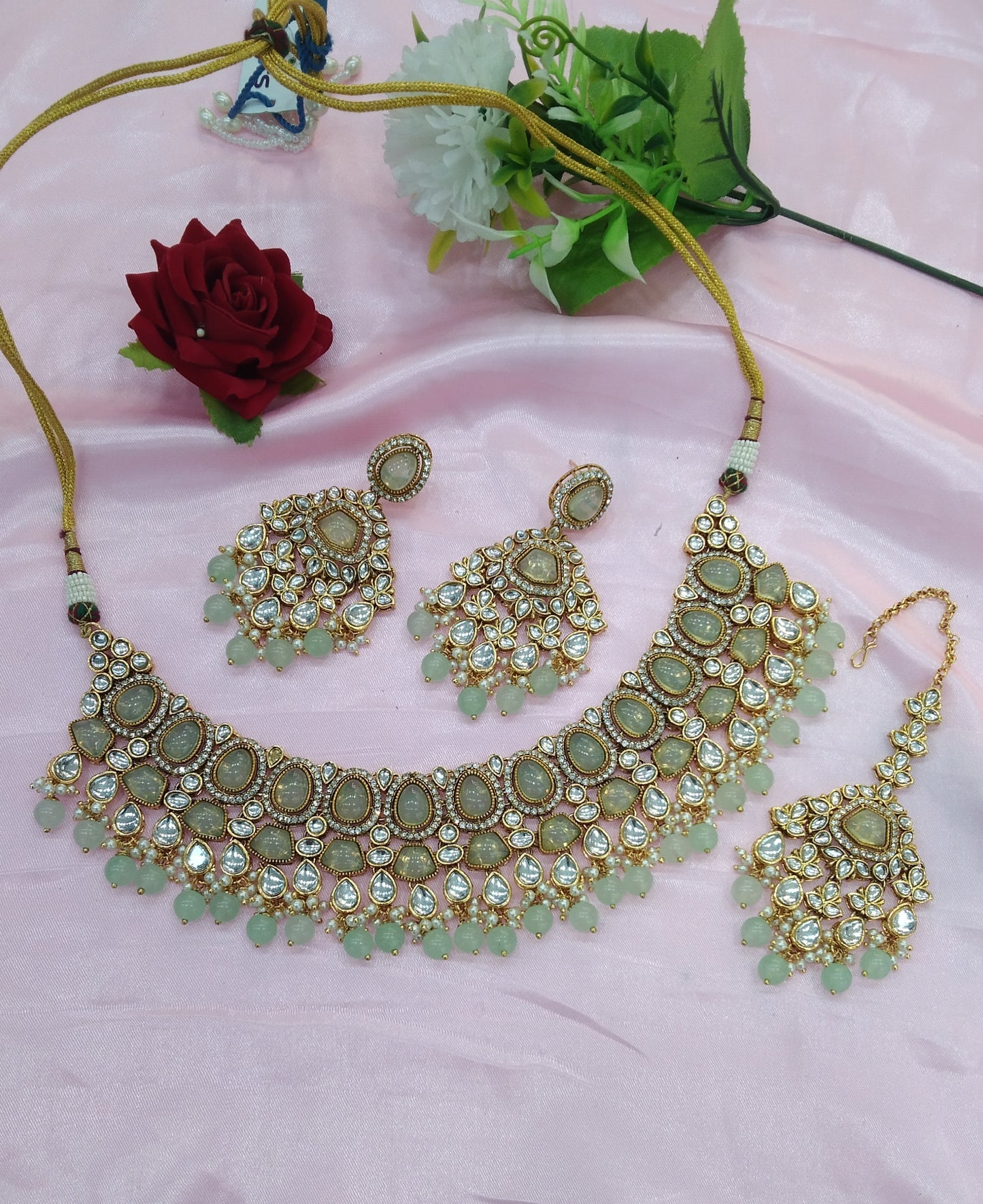 Pista Kundan Necklace Jewellery Jivin Set