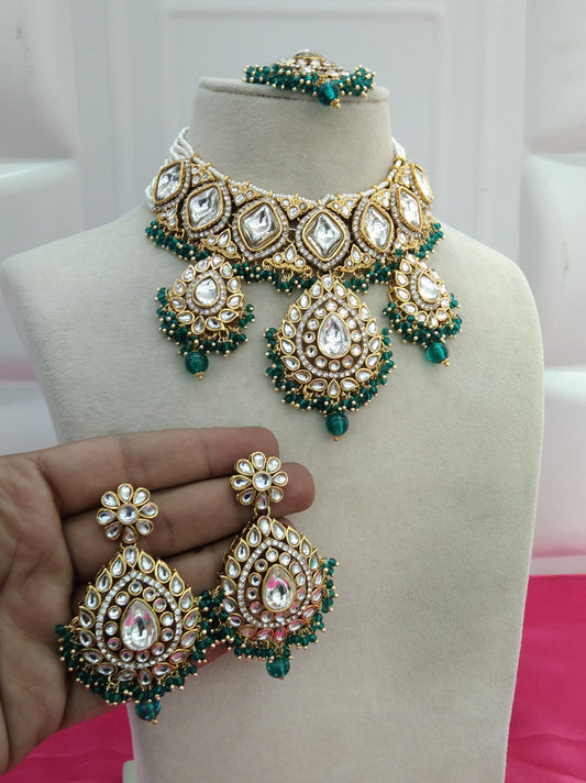 Rama Green Kundan Necklace Jewellery Ruby Set