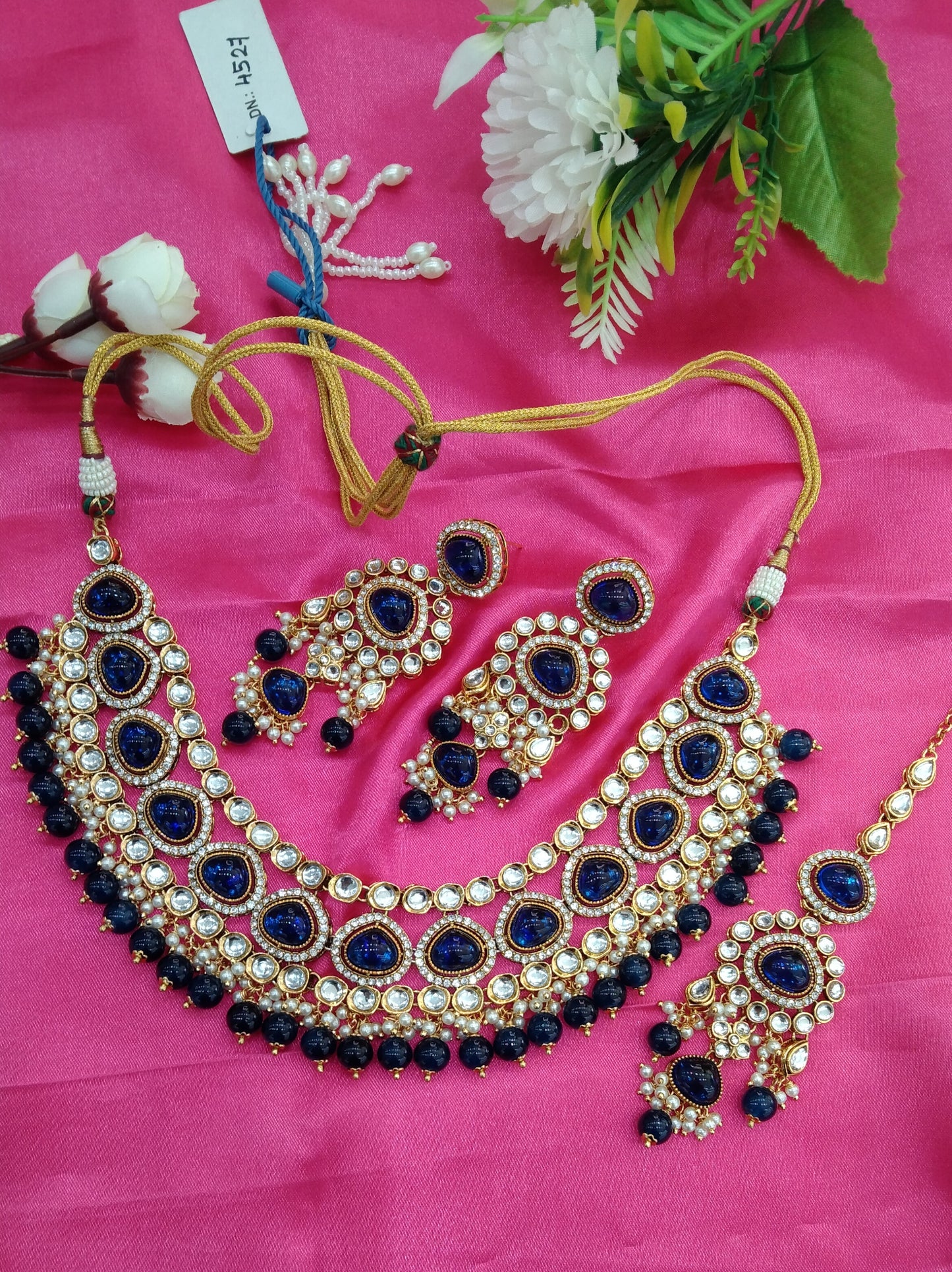 Blue Kundan Necklace Jewellery Ehimay Set