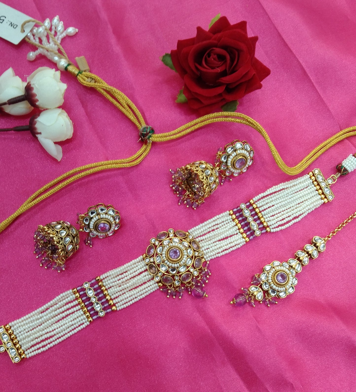 Lavender Kundan Choker Jewellery Faaz Set