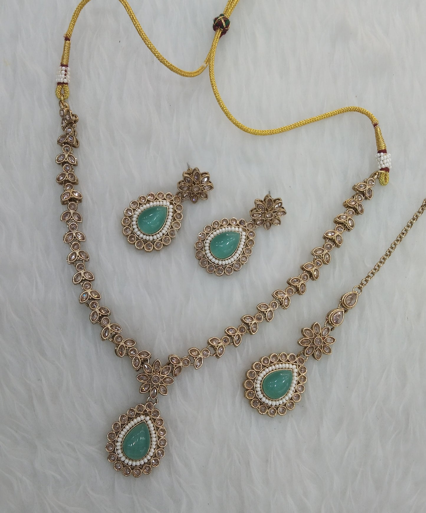 Sea Green Necklace Jewellery Rishi Set