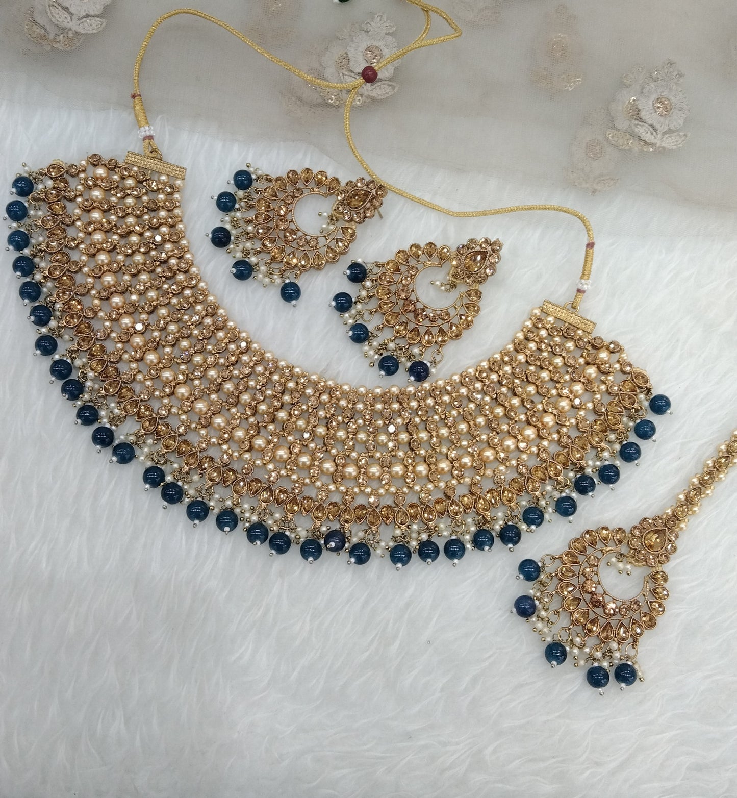 Blue Necklace Indian Jewellery Shnu Set