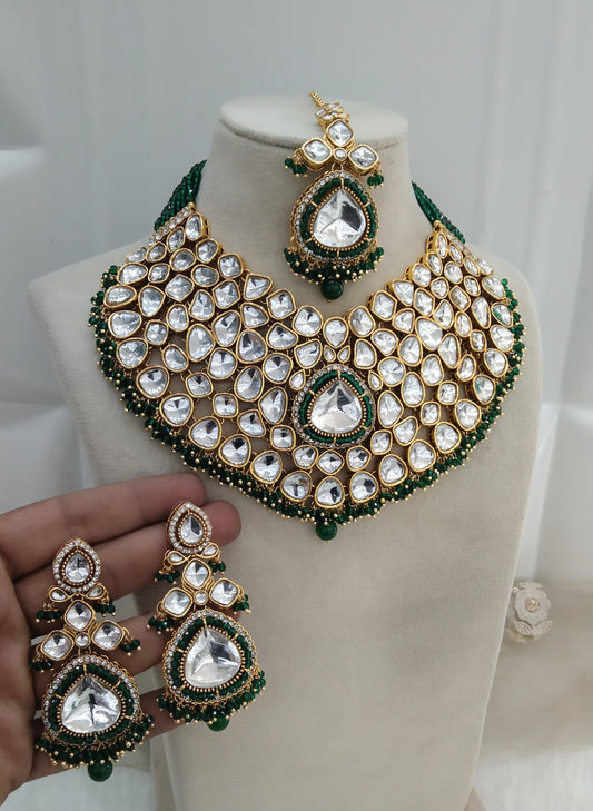 Green Kundan Necklace Jewellery Arjun Set