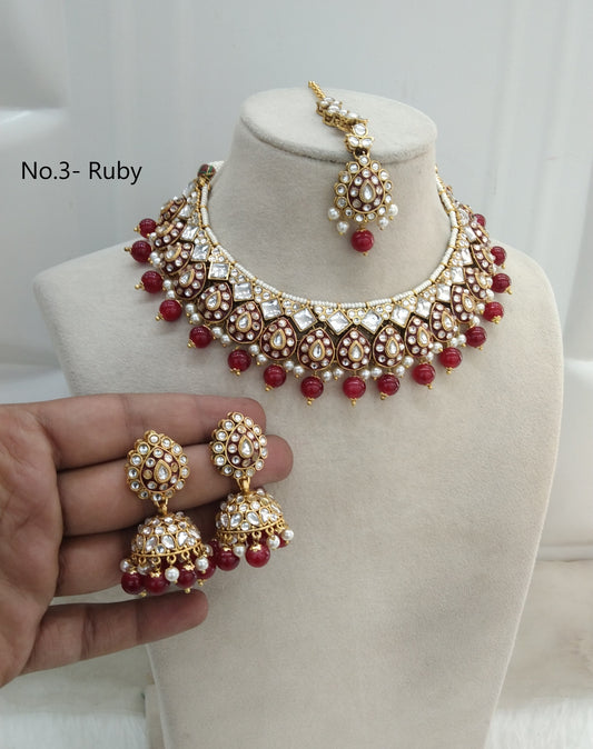 Ruby Kundan Necklace Jewellery Tapti Set