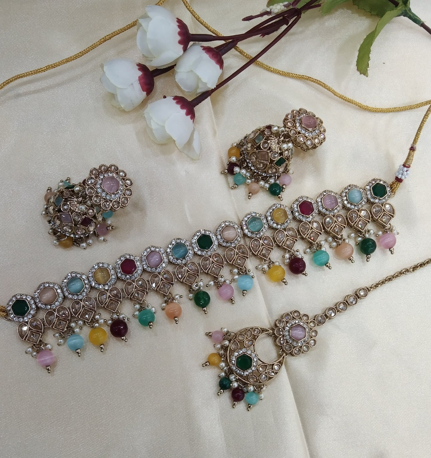 Multi color Choker Jewellery Malika Set