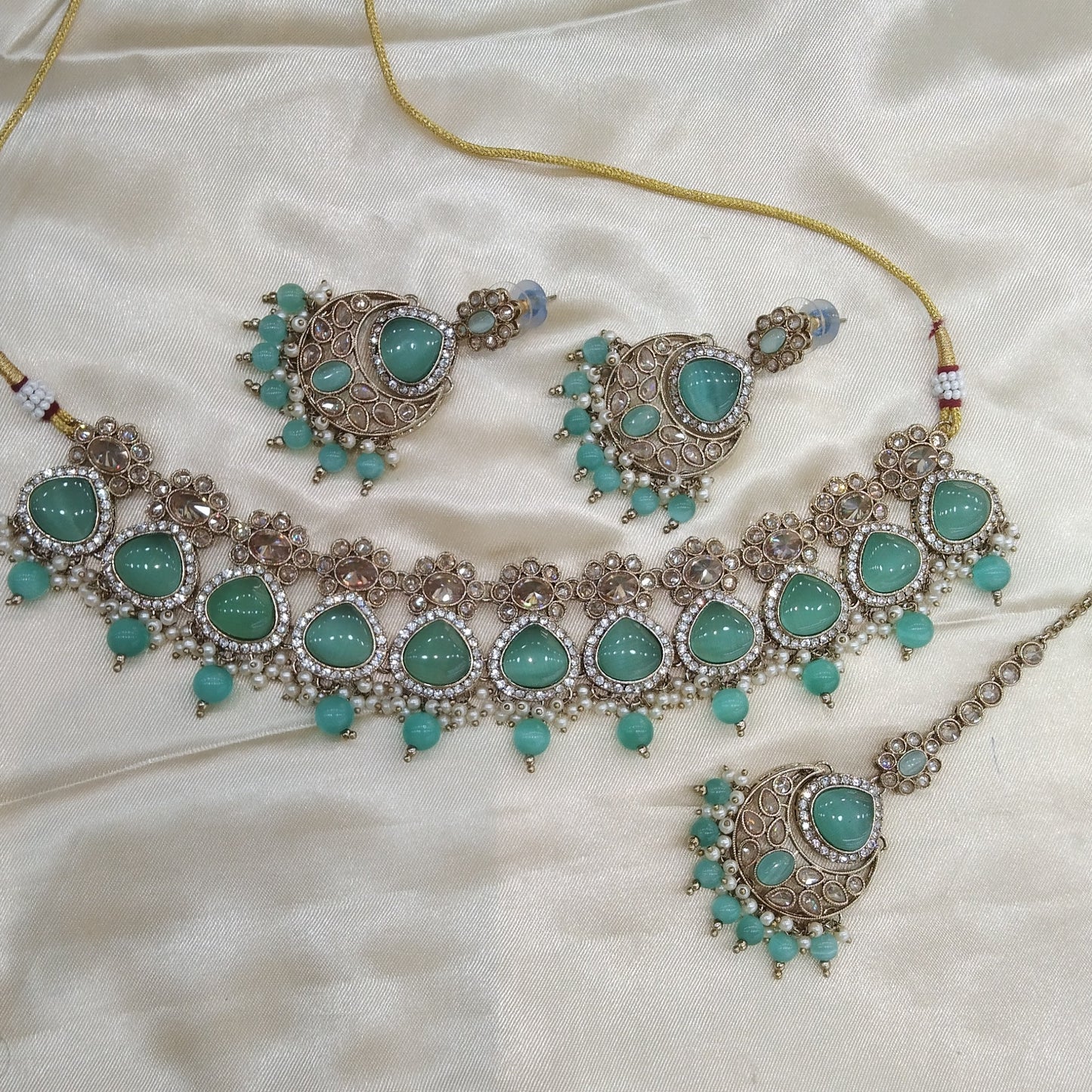 Tourquoise Choker Monalisa Stone Jewellery Muskan Kundan Set