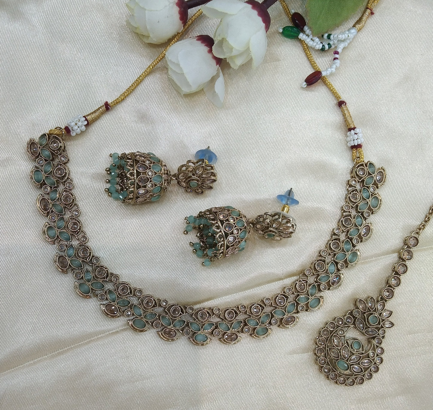 Mint Necklace Jewellery Manisha Set