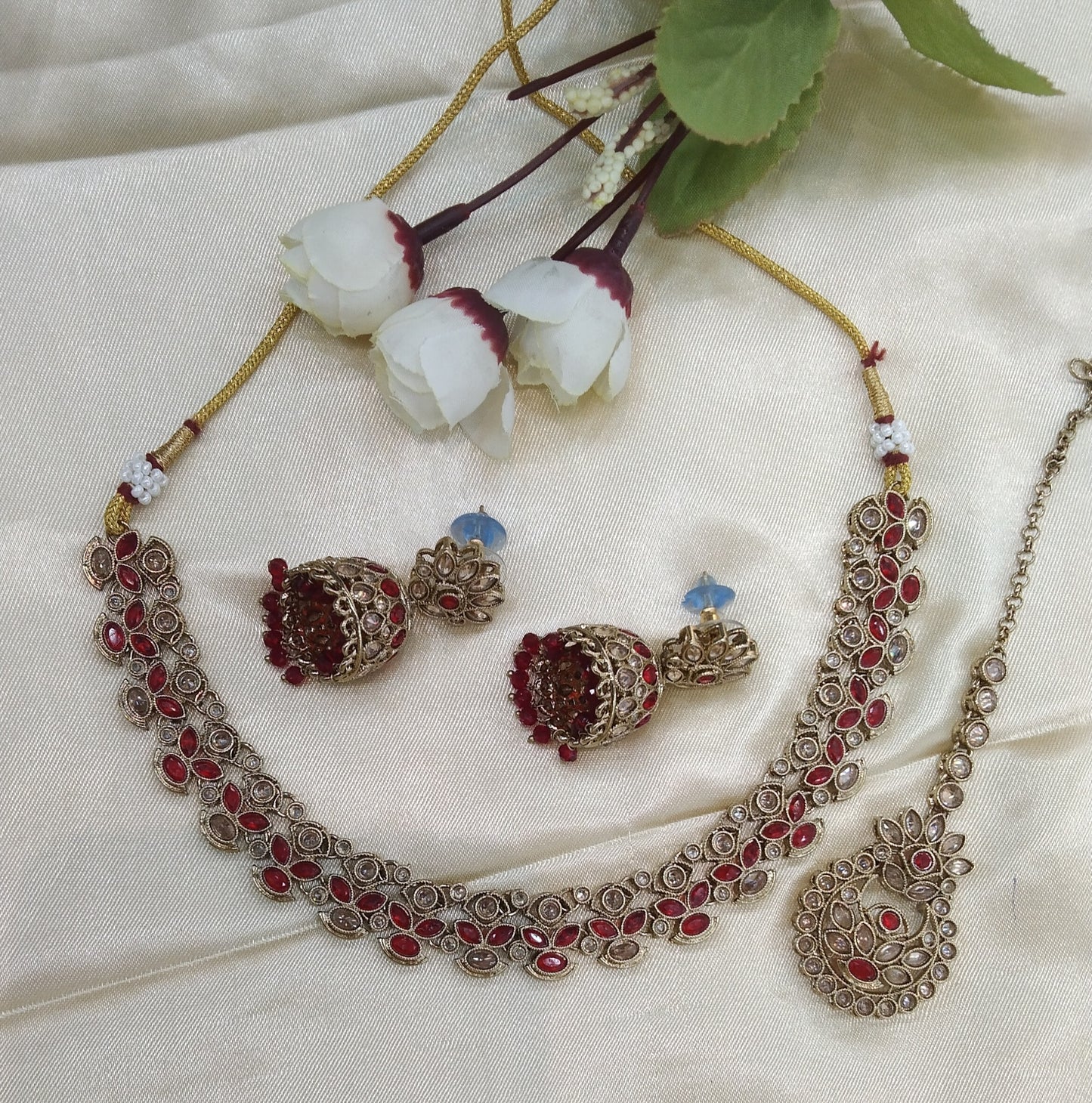 Red Necklace Jewellery Manisha Set