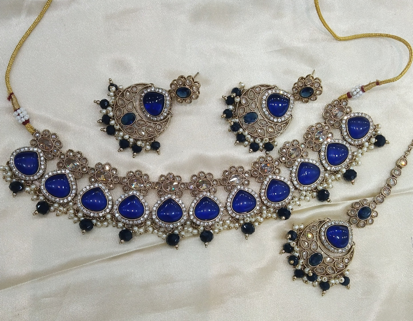 Blue Choker Monalisa Stone Jewellery Muskan Kundan Set