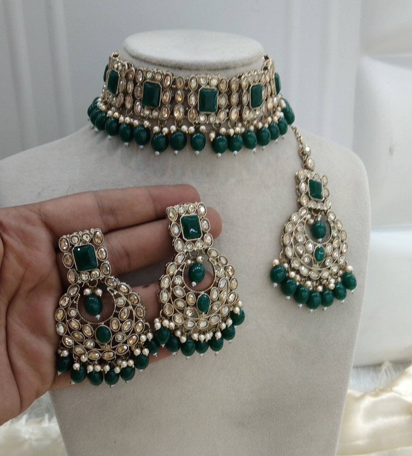Green Choker Jewellery Ibhan Set