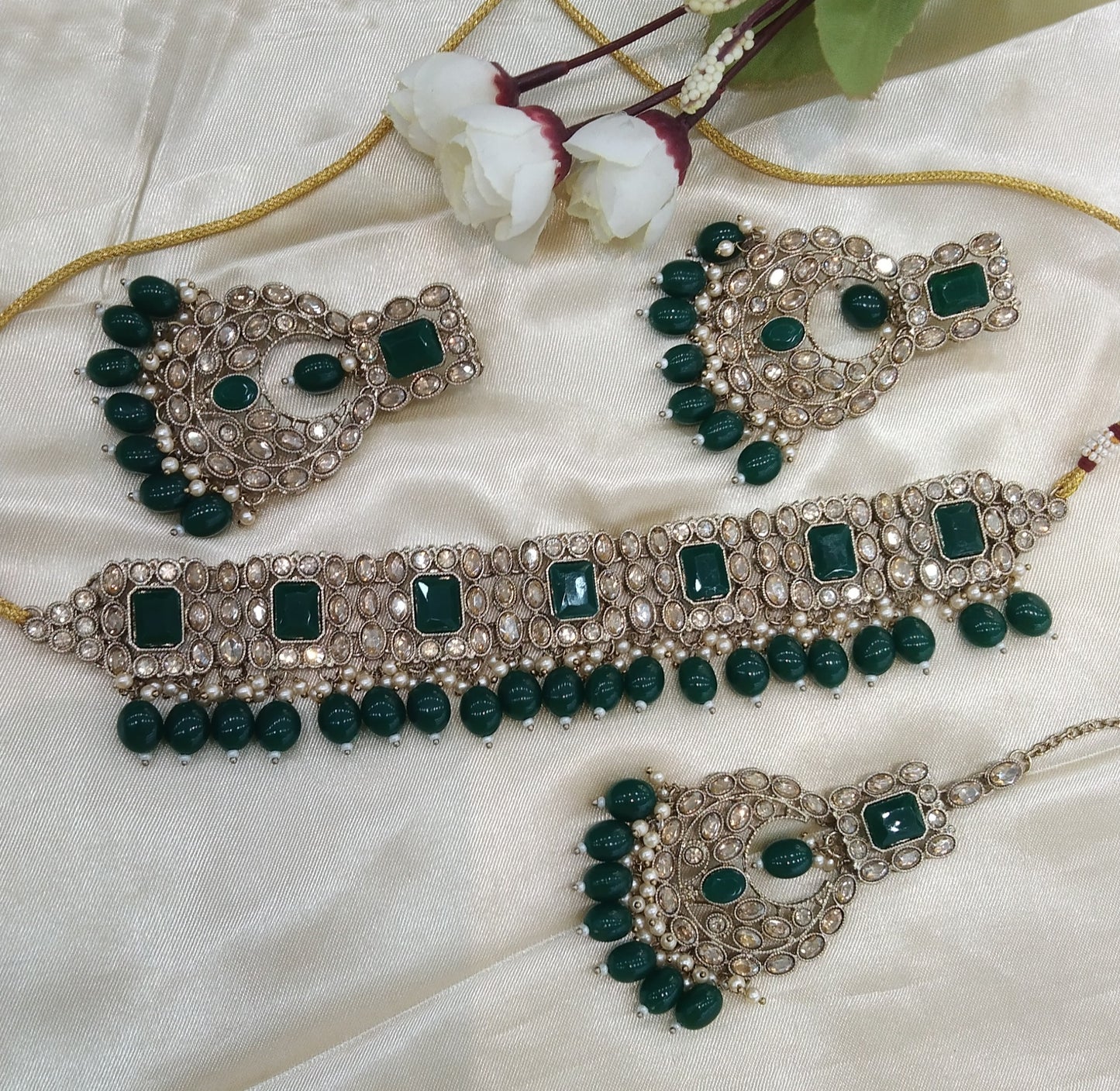 Green Choker Jewellery Ibhan Set