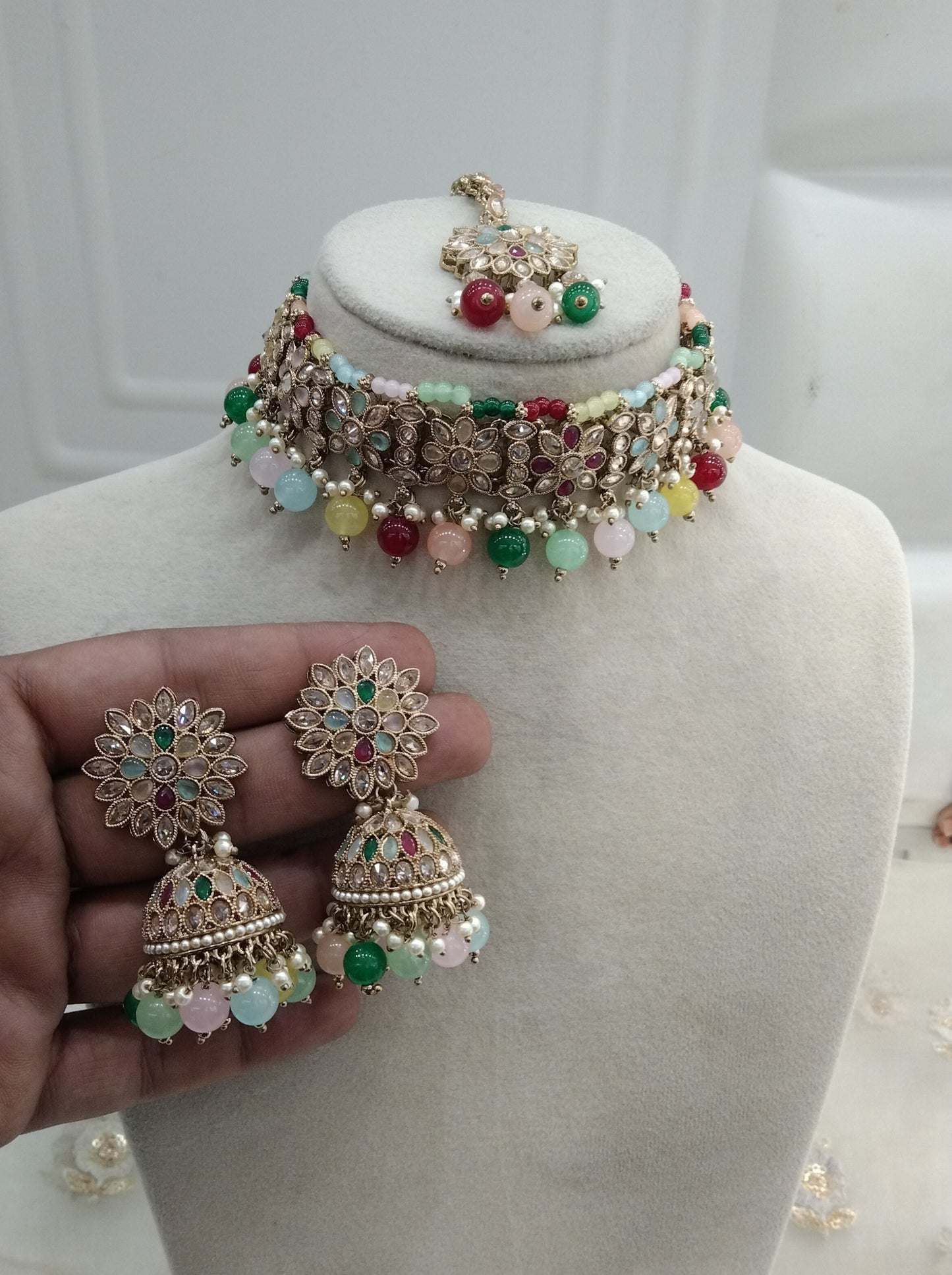 Multi Color Choker Jewellery Area Set