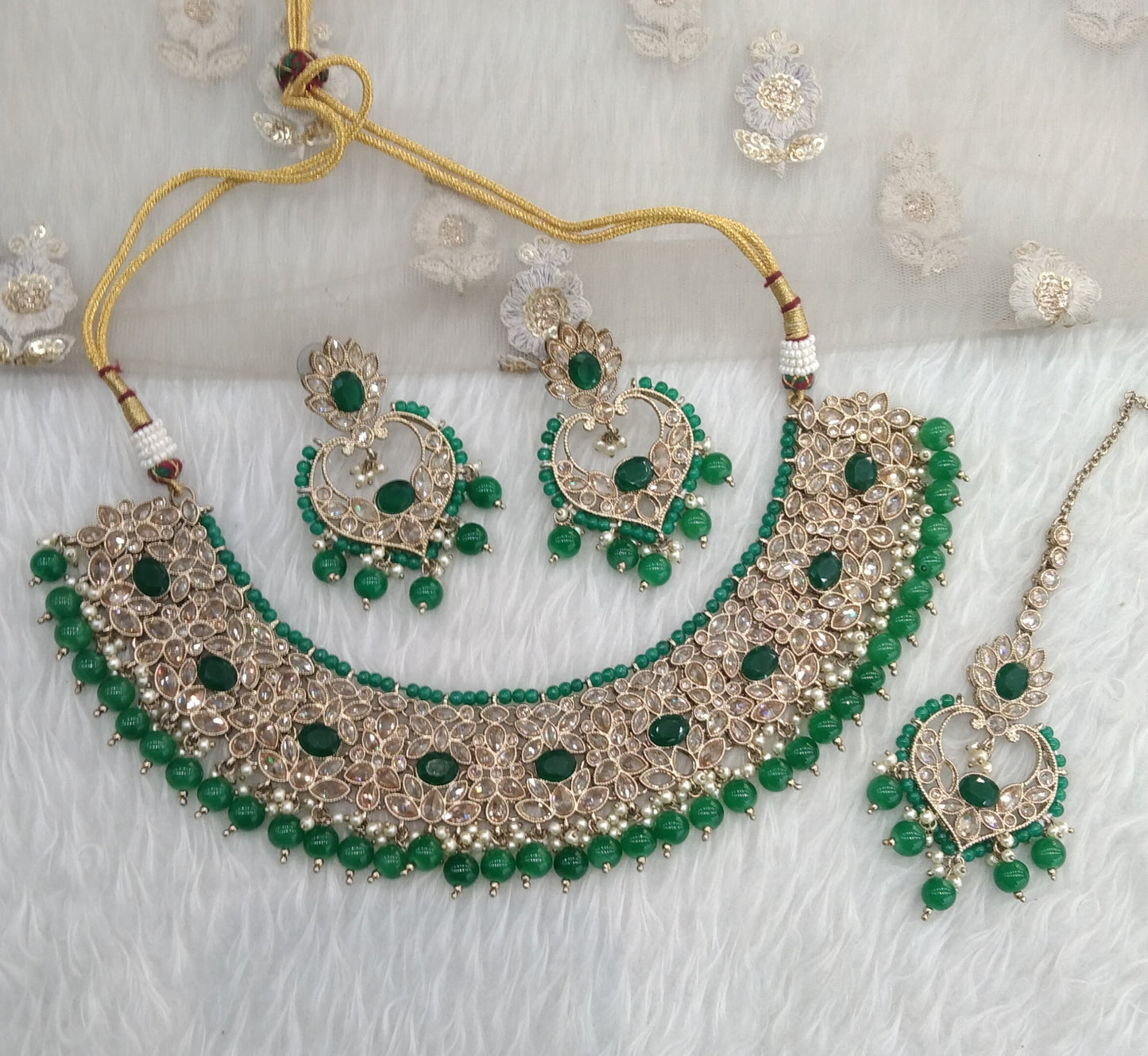 Green Bridal Necklace Compton Set