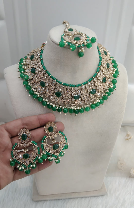 Green Bridal Necklace Compton Set