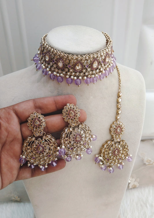 Lavender Choker Jewellery Holly  Set