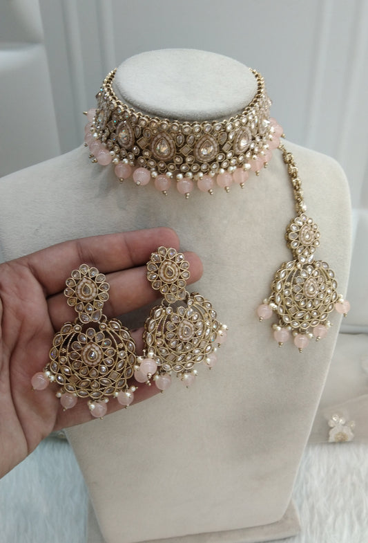 Peach Choker Jewellery Holly  Set