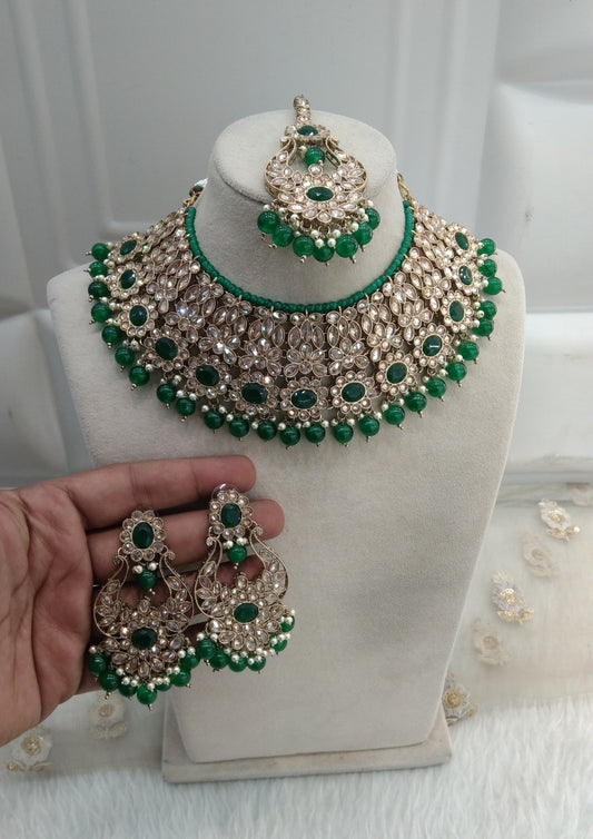 Green  necklace Jewellery Queen Town Set