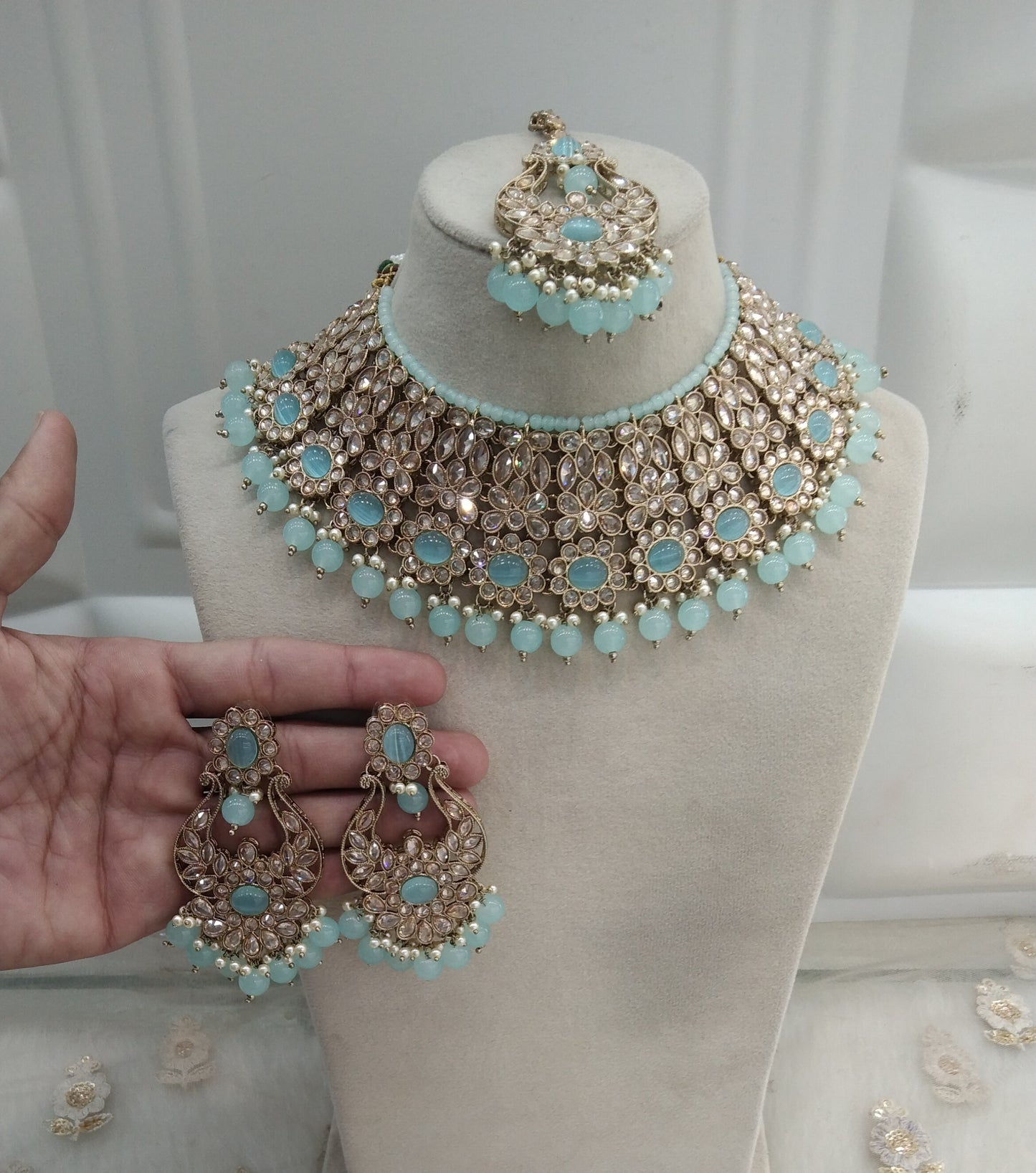 Sky Blue necklace Jewellery Queen Town Set