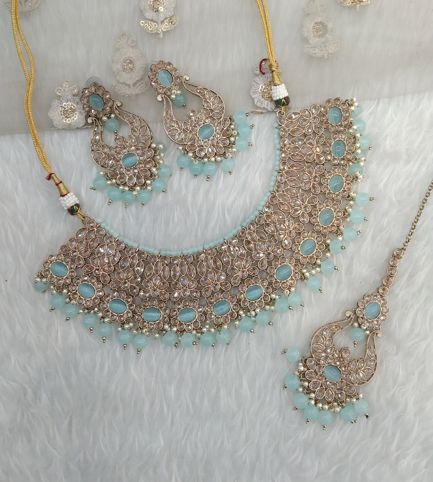 Sky Blue necklace Jewellery Queen Town Set
