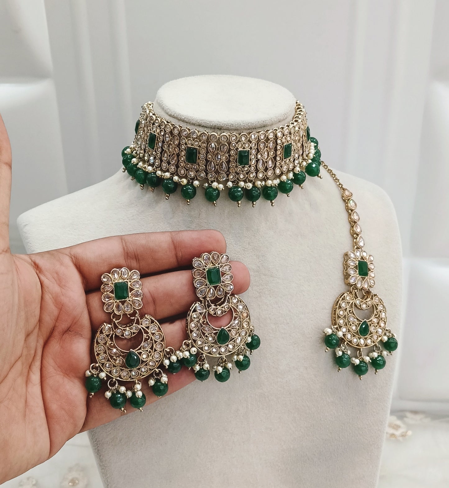 Green Choker Jewellery Sandieso  Set