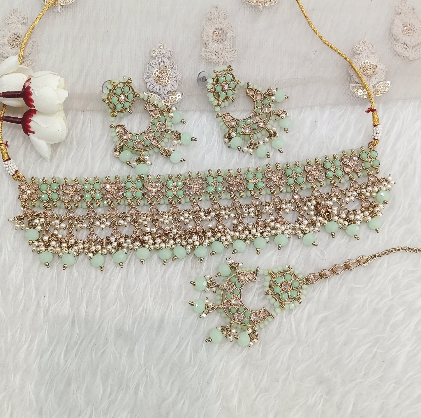 Pista Color Choker Jewellery Shine Set