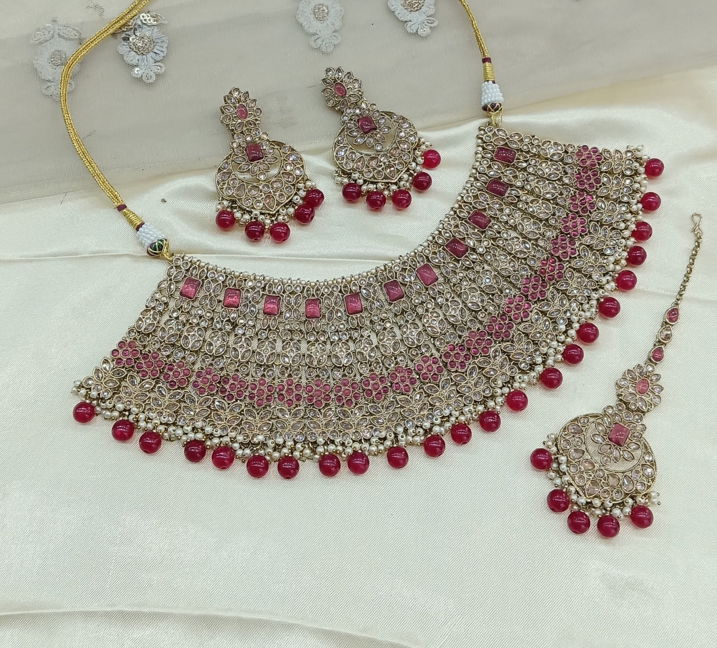 Majenta Kundan 21 Karet Choker Nacklace Jewellery Sydney Set