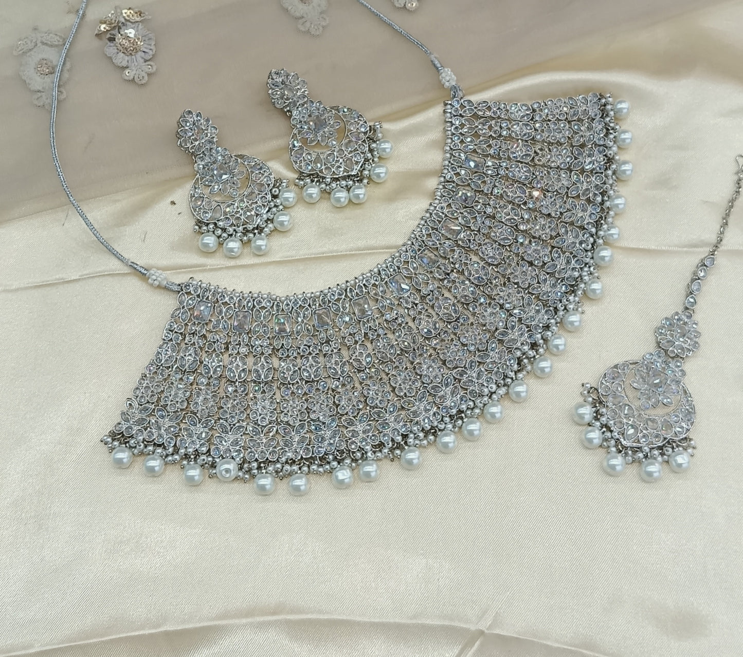 Silver Kundan 21 Karet Choker Nacklace Jewellery Sydney Set