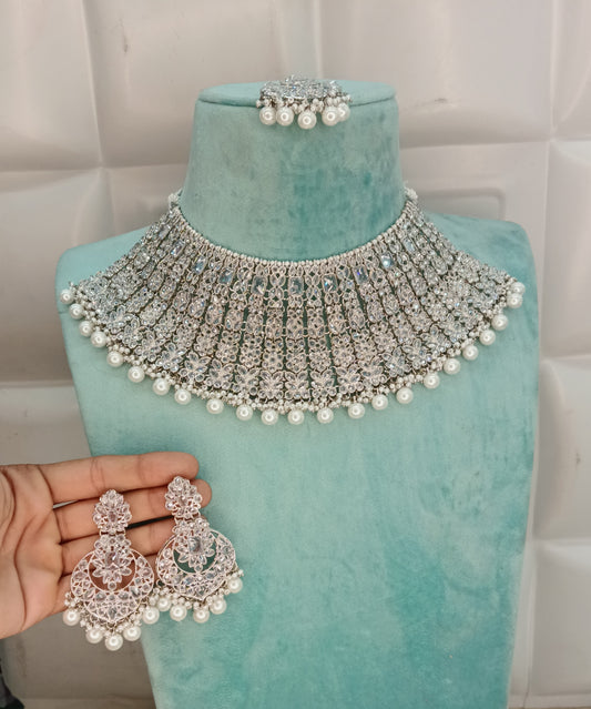 Silver Kundan 21 Karet Choker Nacklace Jewellery Sydney Set