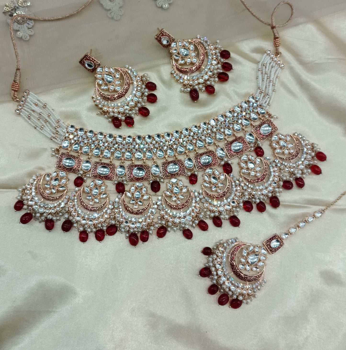 Maroon Kundan 21 Karet Necklace Jewellery Hello Set
