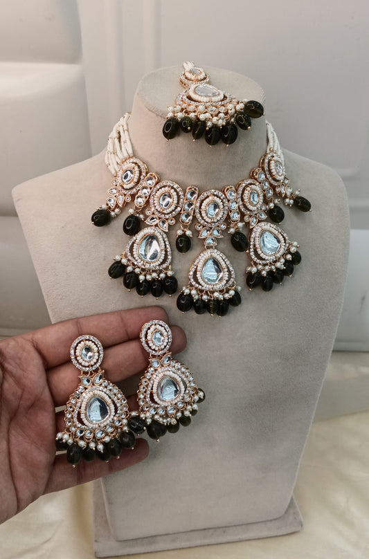 Mehndi Kundan 21 Karet Choker Jewellery hudi Set