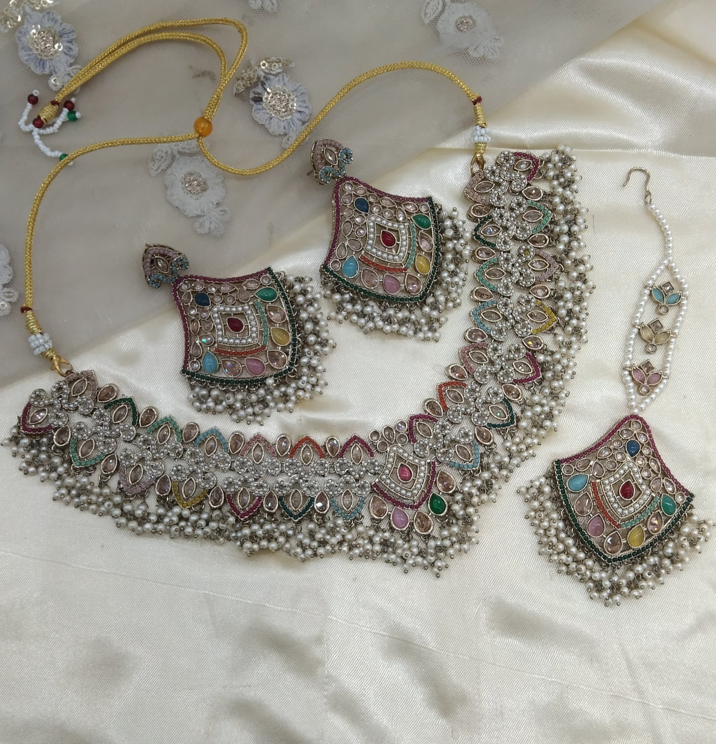 Multi Gold Necklace Jewellery Sital Set