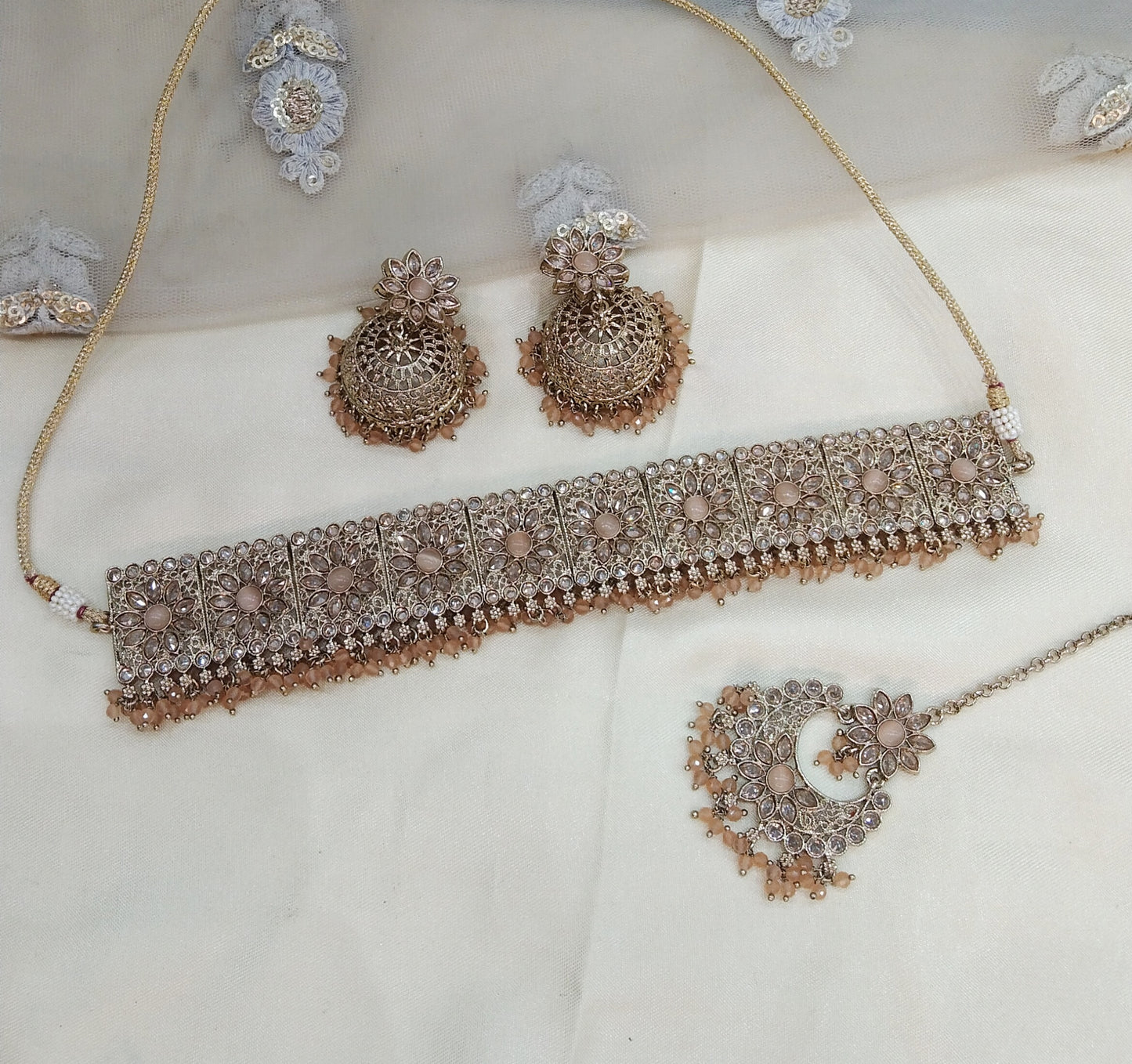 Peach Choker Jewellery Seema  Set