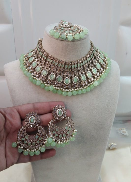 mint   Necklace Jewellery Nisha Set