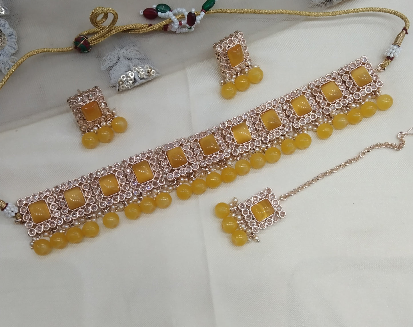 Yellow Choker Jewellery Soha Set