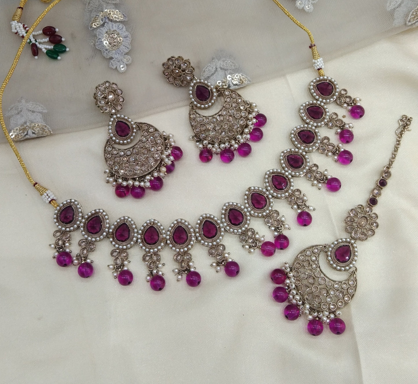 Purple Necklace Jewellery Reet Set