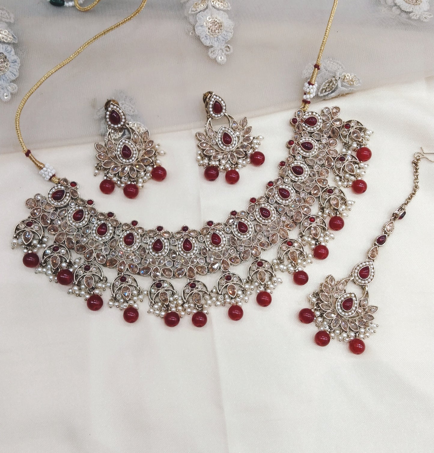 Maroon Necklace Jewellery Jani Set