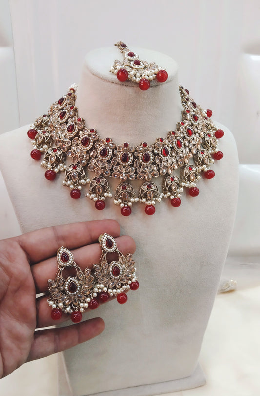 Maroon Necklace Jewellery Jani Set